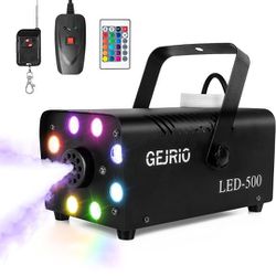 Fog Machine, 500W Smoke Machine with 16 Color Controllable Lights Effect, Wireless and Wired Remote 