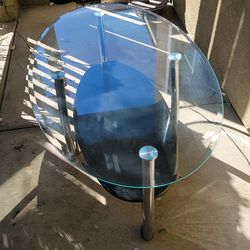 Modern 2-Tier Oval Glass Coffee Table
