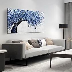 24x48 blue tree wall art