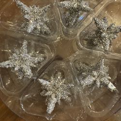 Pottery, Barn, Glitter Stars In Silver 