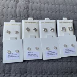 10k Gold Cz Stone Earrings 