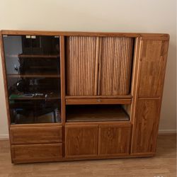 Large Brown Wood Entertainment Center 