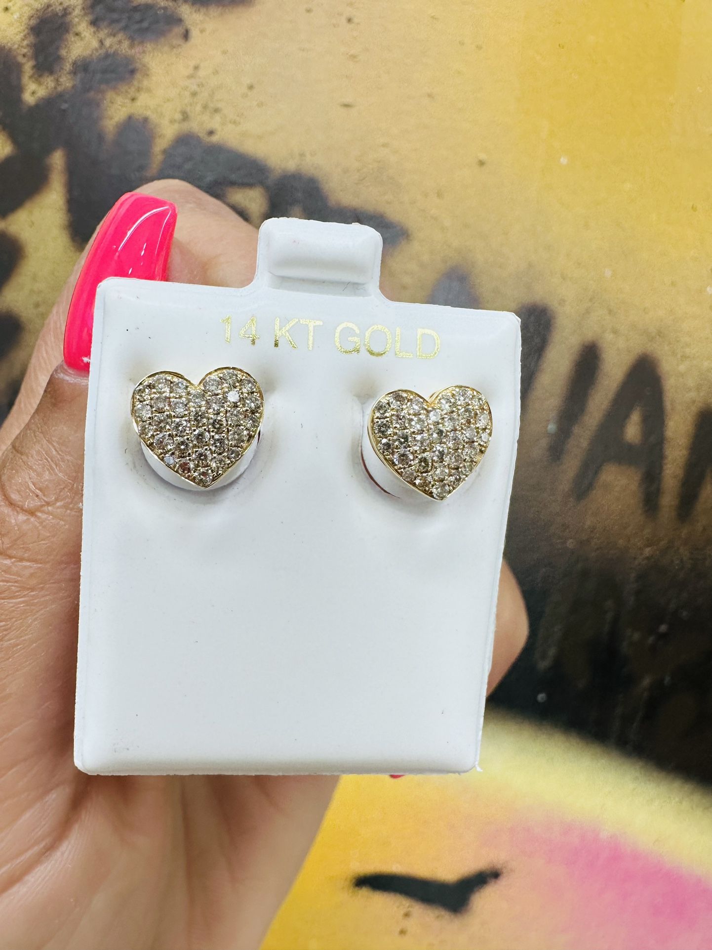 14k Diamond Heart Earrings