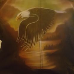 Very nice city streets leather coat with Custom air brushed eagle very nice coat XL