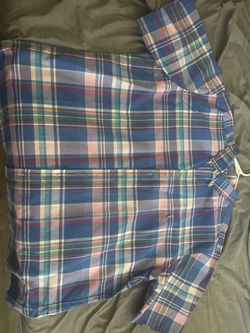 Men's Plaid Button-Down Polo Long Sleeve Shirt