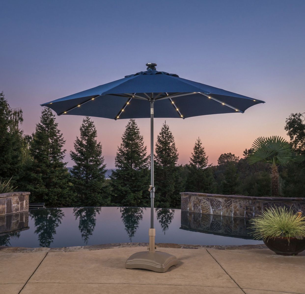 Proshade Sunbrella 10 ft. Solar LED Auto Tilt Aluminum Patio Umbrella