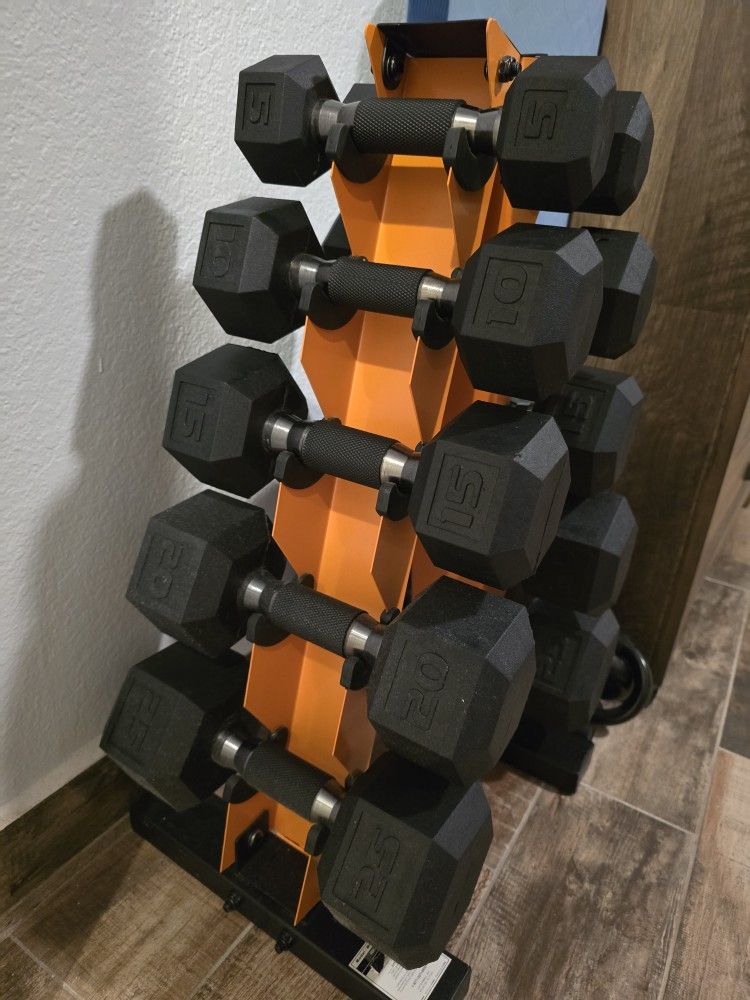 Dumbbell Free Hand Weight Set w/Rack