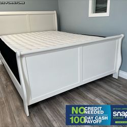 California King Size Sleigh Bed W Orthopedic Mattress Included 
