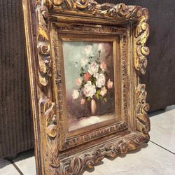 Vintage Flowers In A Vase Painting Signed Robert Cox