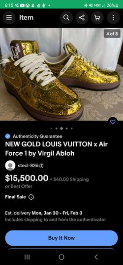 Louis Vuitton Nike Air Force 1 Low By Virgil Abloh Metallic Gold
