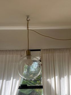 Clear Glass Globe Pendant Light Brass Finish
