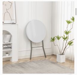 32 Inch Round High Top Folding Table By Segawe – White Plastic Bar Height Indoor/Outdoor