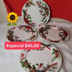 Plato’s Set De 4 Medianos Para Pastel Postres Ensaladas Línea Marbella $40.00 Princess House Ventas Finales 