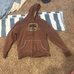 Tony Hawk Brown Zip-Up Graphic Hoodie