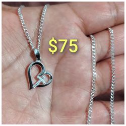 925 Sterling Silver Chain With The Pendant/Cadena Con Dije De Corazón De Plata 925