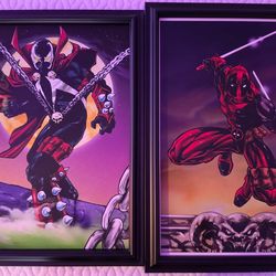Deadpool and Spawn Framed Art by Damon Bowie