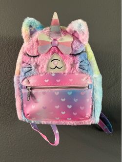 Girls Fluffy Unicorn Backpack