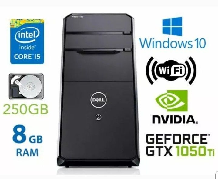 Gaming Desktop PC 250GB HDD Nvidia GTX 1050 Ti 3.10Ghz 8GB RAM Win 10 Computer