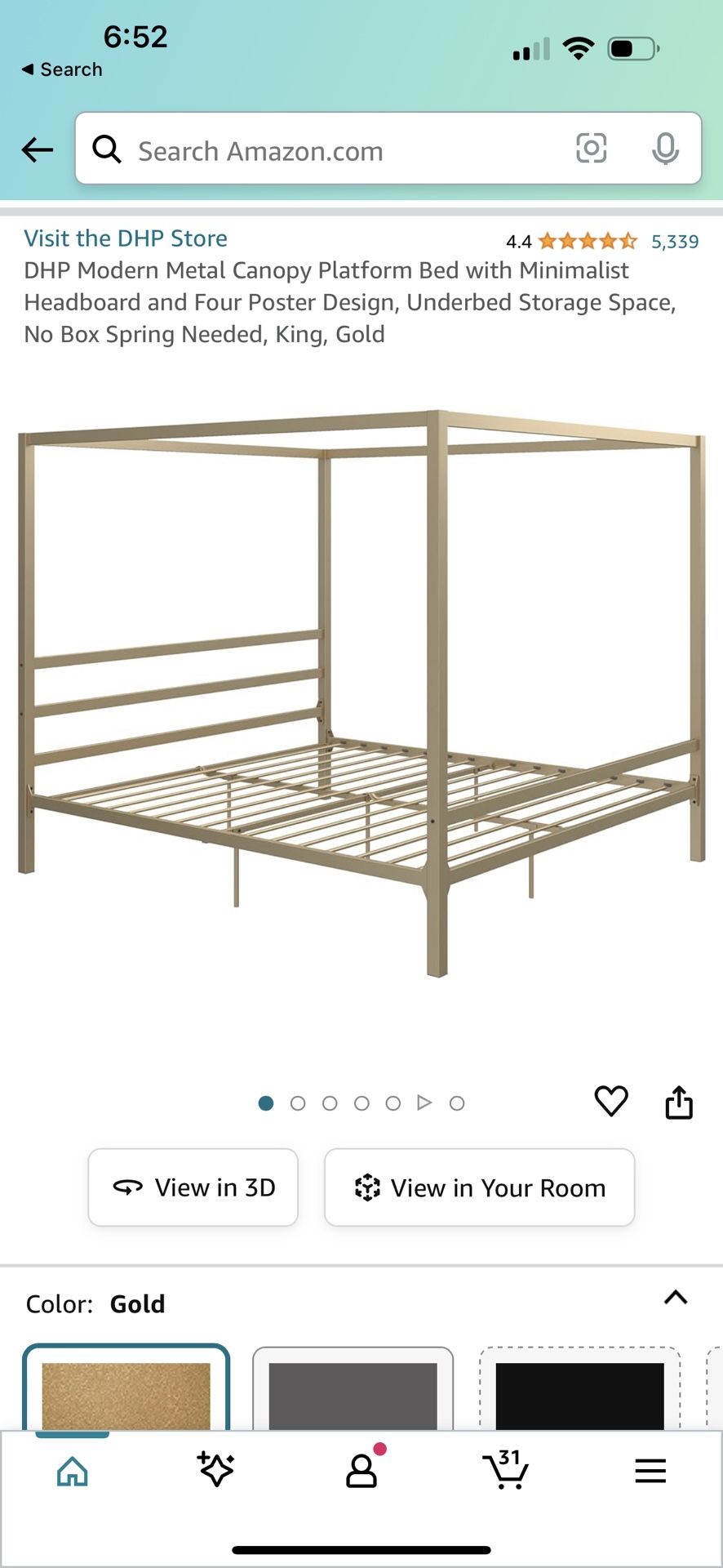 King Canopy Bed GOLD
