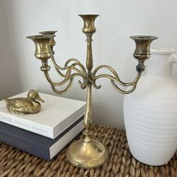 Antique Candelabra Solid Brass Candle Holder 4 Armed Centerpiece Vintage Table Decor Candle Retro Lighting 