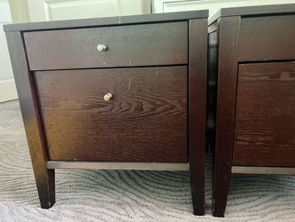 dark brown wooden nightstands