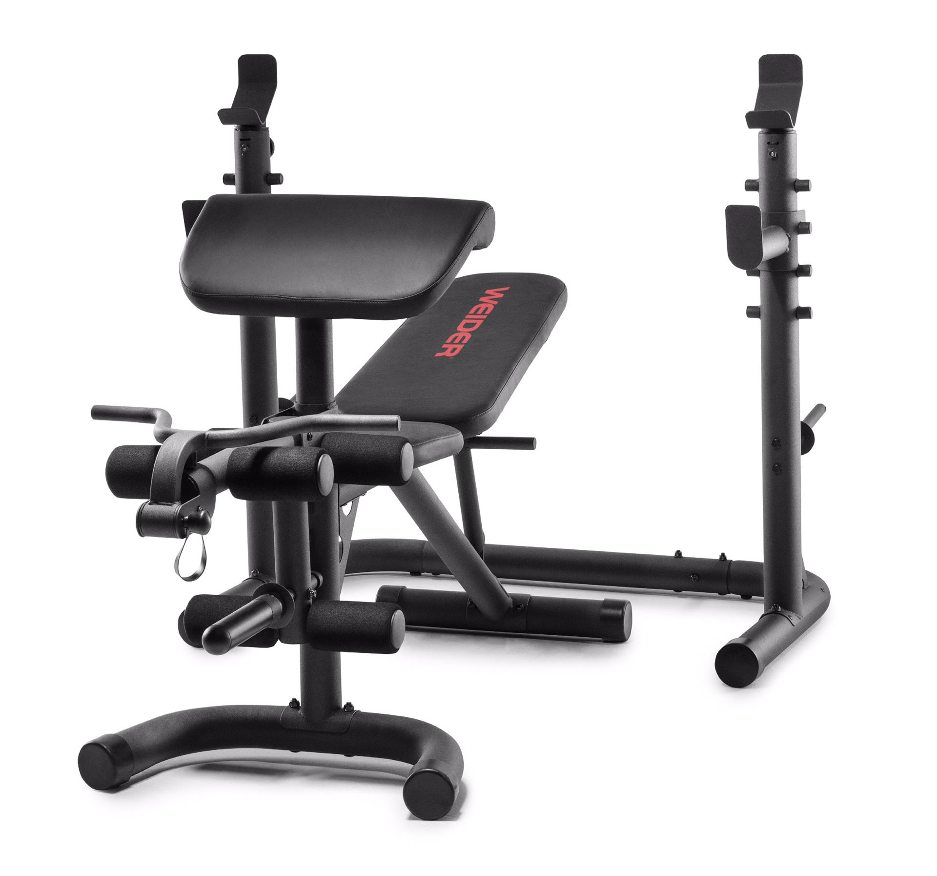 XRS 20 Olympic Workout Bench with Independent Squat Rack and Preacher Pad InHand