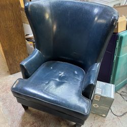 Blue Leather Wingback Chair ~~~  Free