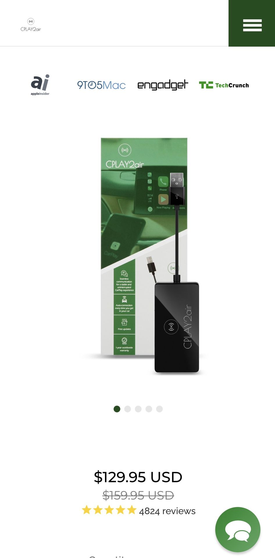 CPLAY2air Wireless CarPlay Adapter