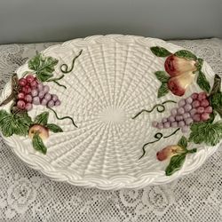 Beautiful Vintage Italian Ceramic Fruit Oval Serving Bowl