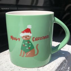 NEW*👉🏻Meowy Christmas Cat Coffee Mug Cup Target 16oz Green Wondershop Holiday 2023 (Silver Lake)