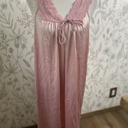 Epitome Pink Slip Dress Vintage Pink Lace Medium Nightgown Sleep 