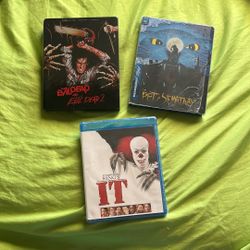 Blu Ray Lot Of 3 HORROR Evil Dead 4k+Pet Sematary+ Stephen kings IT
