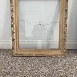 Vintage Solid Wood Carved Frame With Glass