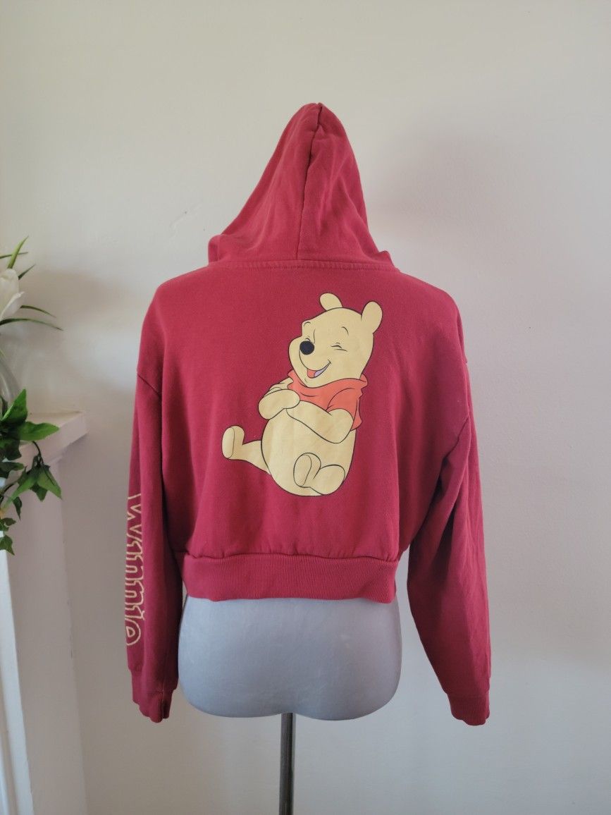 Vintage Disney's Winnie The Pooh Red Zippered Sweatshirt