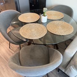 West Elm Glass Table And 4 Chairs