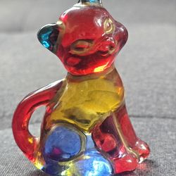Zecchin Multicolor Glass Cat Figurine Made & Decorated in Venice Italy 3” Rare