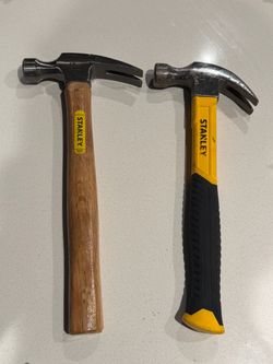 Pair of Stanley 16oz Claw Hammers (Wood & Fiberglass)