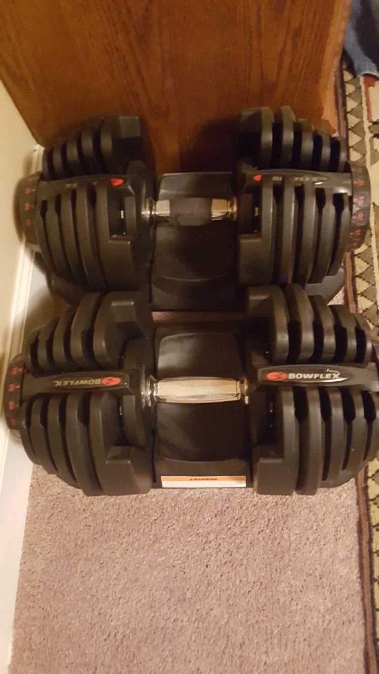 Bowflex 1090 dumbbells with bench and stand