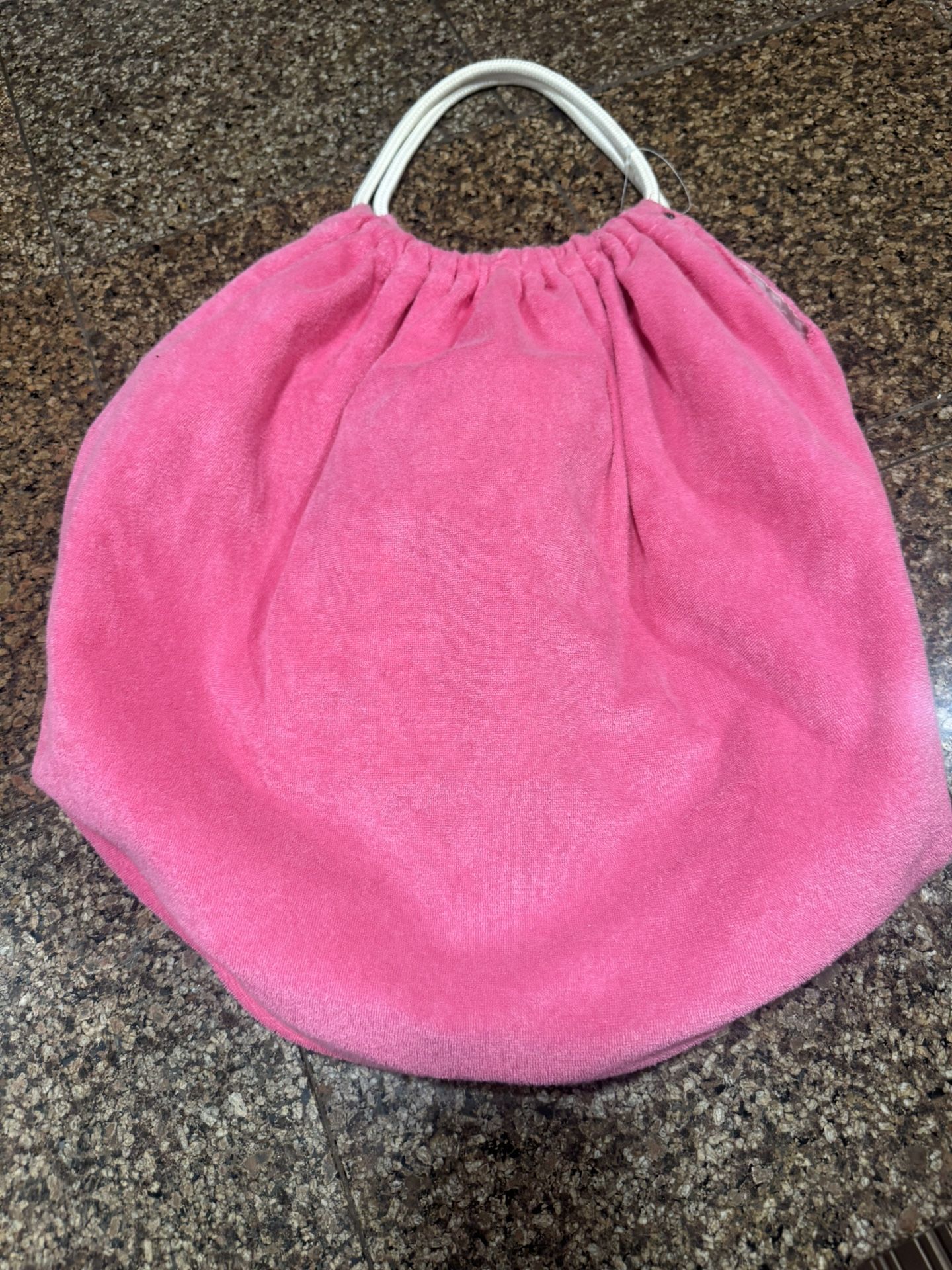 Terry Cloth Pink Beach Bag With Rope Handle