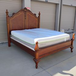 Cal King bed frame with mattress