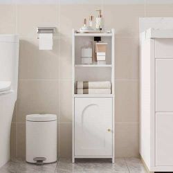 Bathroom Storage Cabinet, Corner Floor Cabinet with Doors and Adjustable Shelf