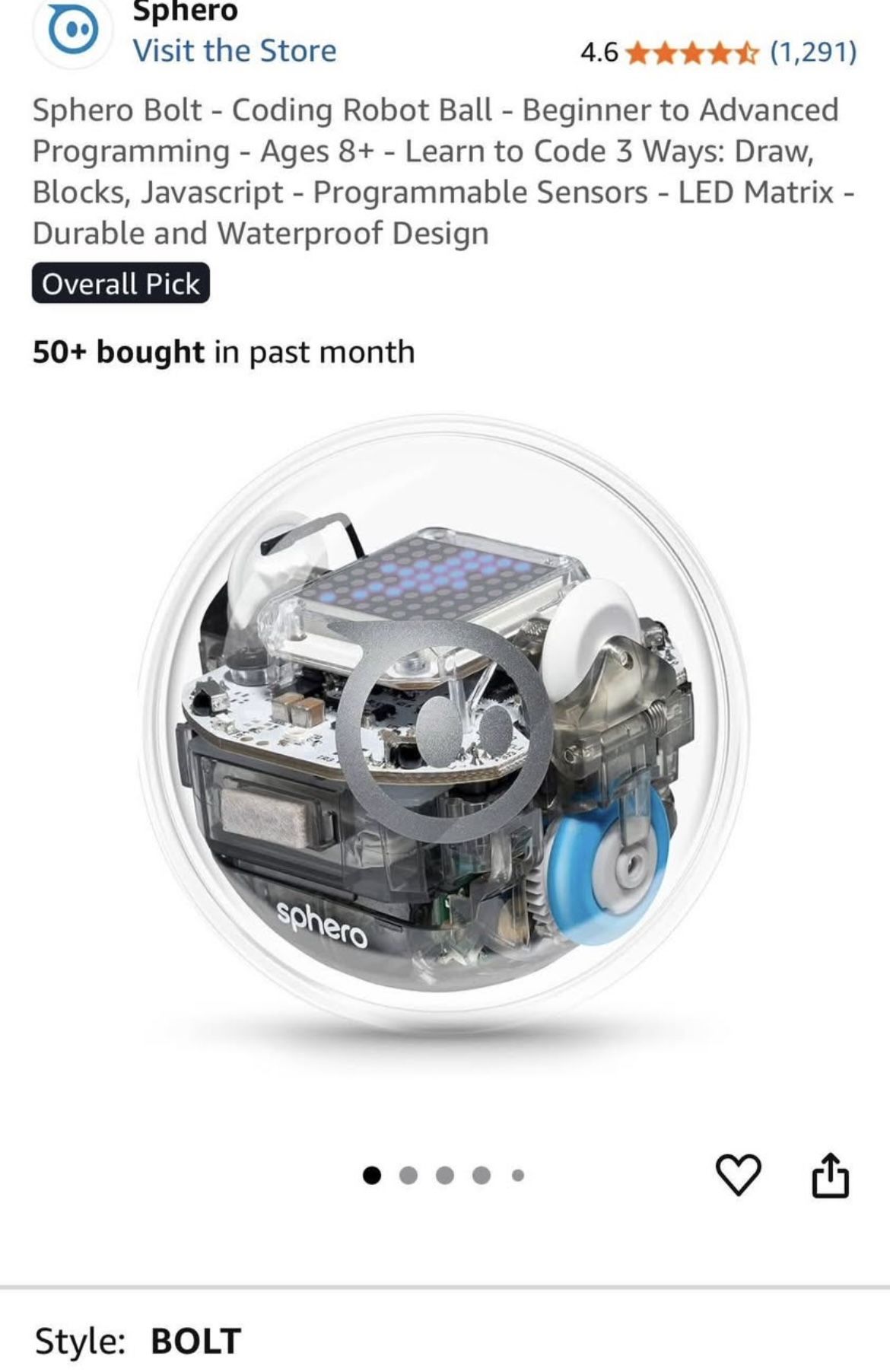 Sphero Bolt Coding Robot Ball Beginner to Advanced Programming