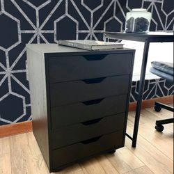 Black 5-Drawer Rolling Organizer