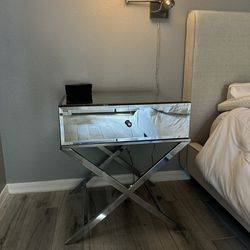 Mirrored Glass & Metal End Tables / Nightstands
