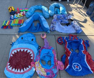 Huge Pool Toys & Floats Bundle Lot – 4 Loungers, Nerf Super Soakers, Floats & Balls
