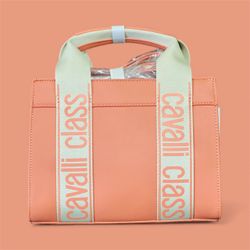 Cavalli pink and white leather tote bag 