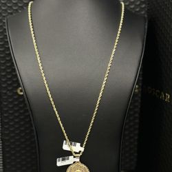 Rope chain14kt with pendant Santa Barbara 24” 