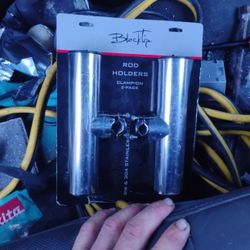 4 Black Tip Stainless Clamp On Rod Holders $90