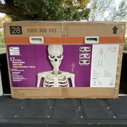 12 ft Grave & Bones GIANT-SIZED Skeleton with LifeEyes™" LCD Eye From Home Depot NEW!!