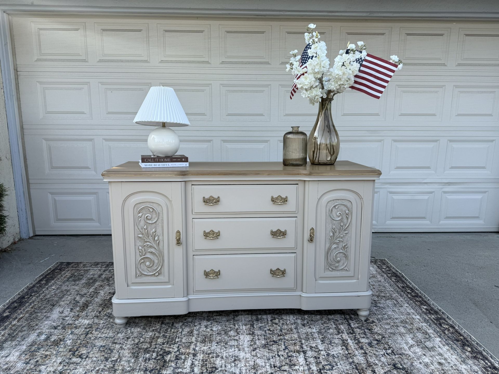 Rustic Antique sideboard, Farmhouse Hutch, Refurbished Wood console table, Entry table